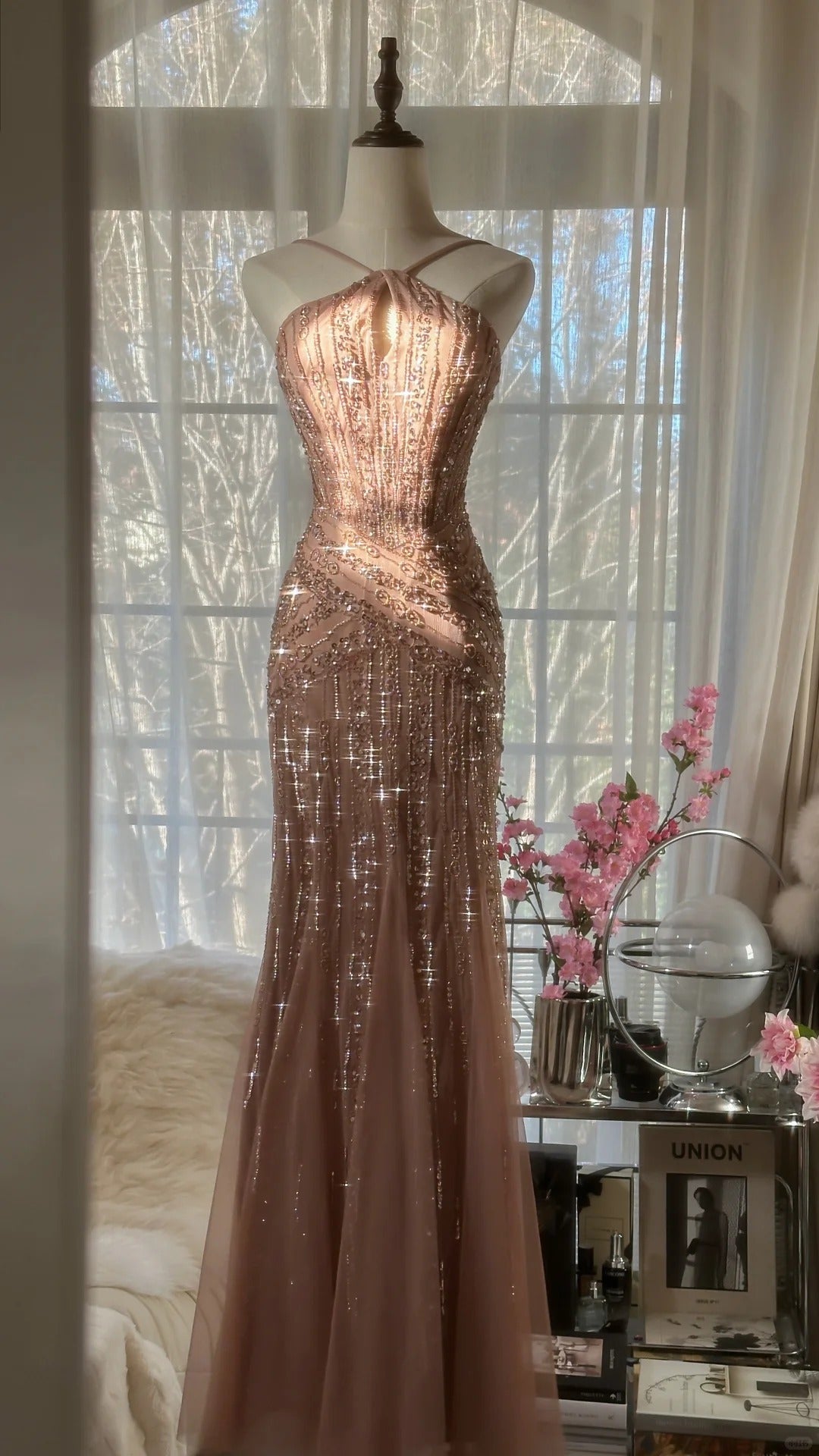 Vintage Champagne Evening Dresses, Sleeveless Long Party Gowns cg25518
