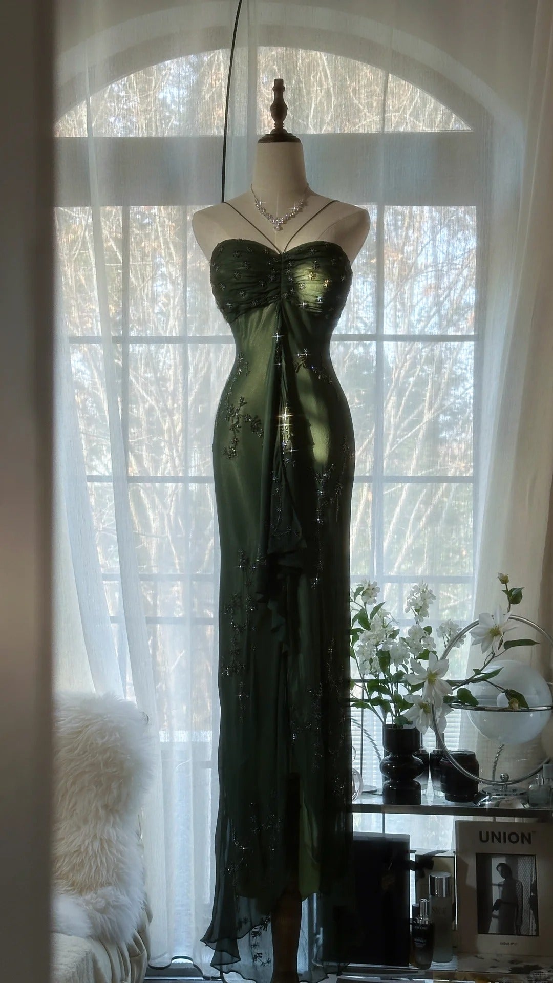 Vintage Green Evening Dresses, Sleeveless Long Party Gowns cg25513