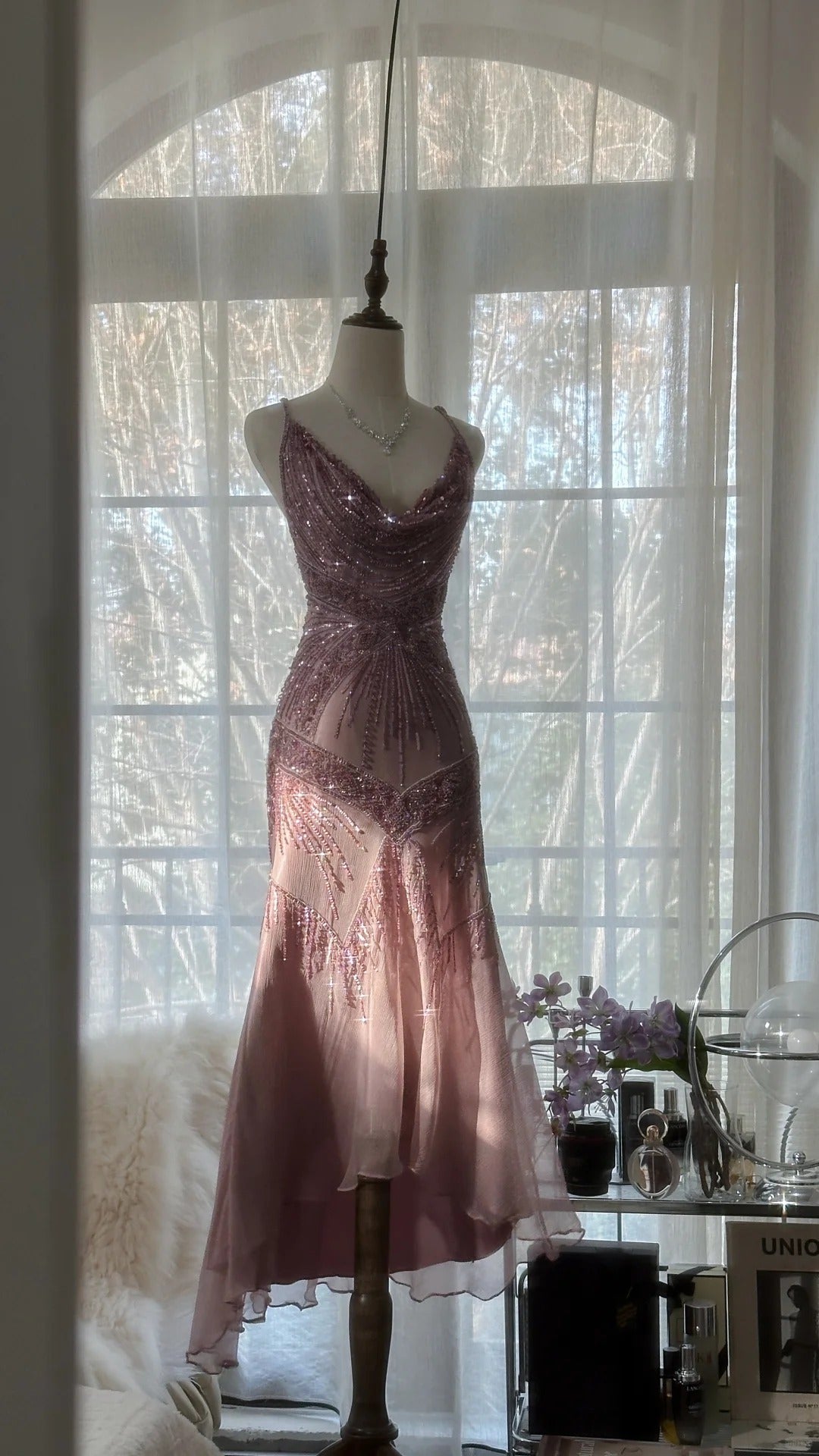 Vintage Evening Dresses, Sleeveless Pink Party Gowns cg25514