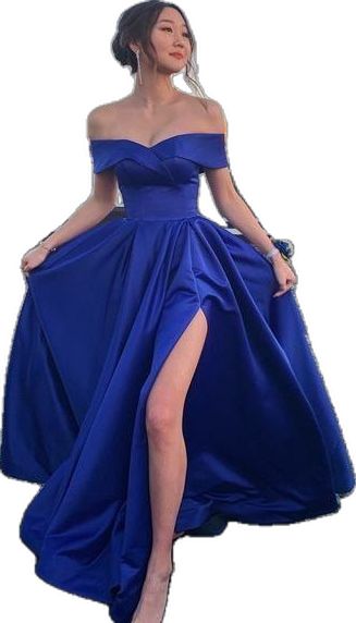 Off the shoulder royal blue prom dress cg20344