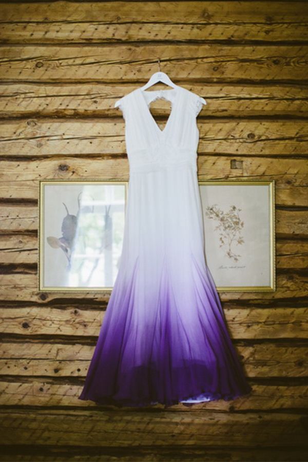 Colored Wedding Dresses, Purple and White Wedding Dress, Ombre Wedding Dress prom Dress cg11274