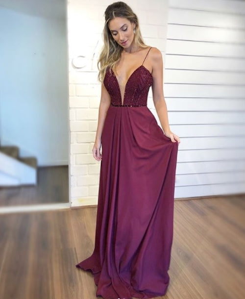 V Neck Formal Evening Gown Long Prom Dress cg12955