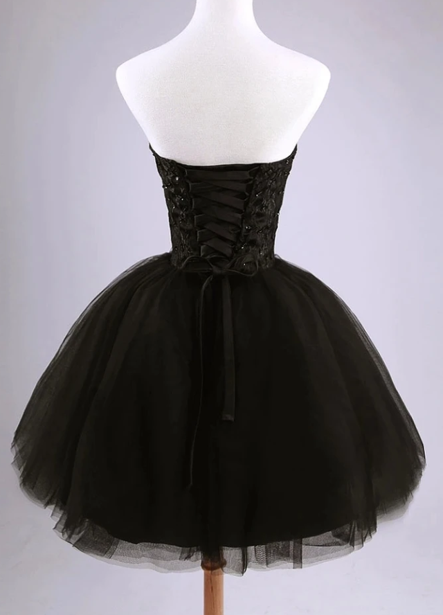 Beautiful Black Short Lace And Tulle Homecoming Dress cg12962
