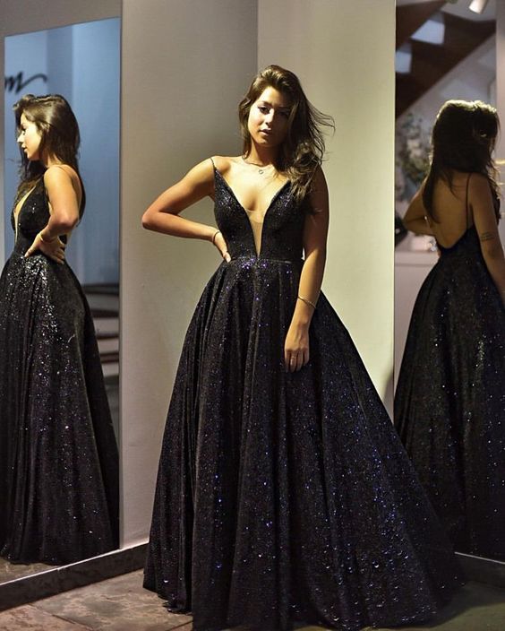 Black sequin Prom Dresses cg13041
