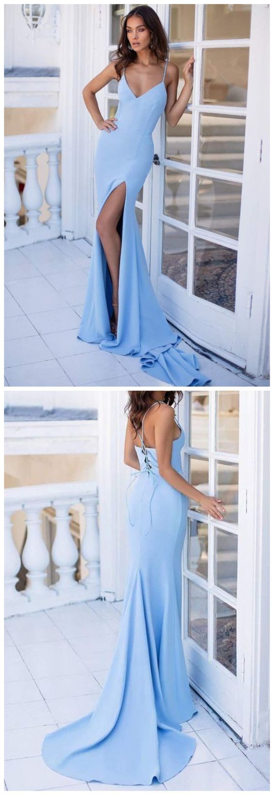 Simple Blue mermaid Prom Dresses cg13064