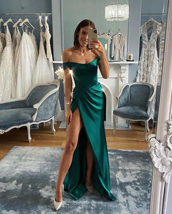 Sexy Leg Slit Emerald Green Evening Dress New prom dress cg13119