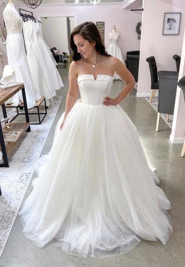 White tulle long ball gown dress formal prom dress cg13145