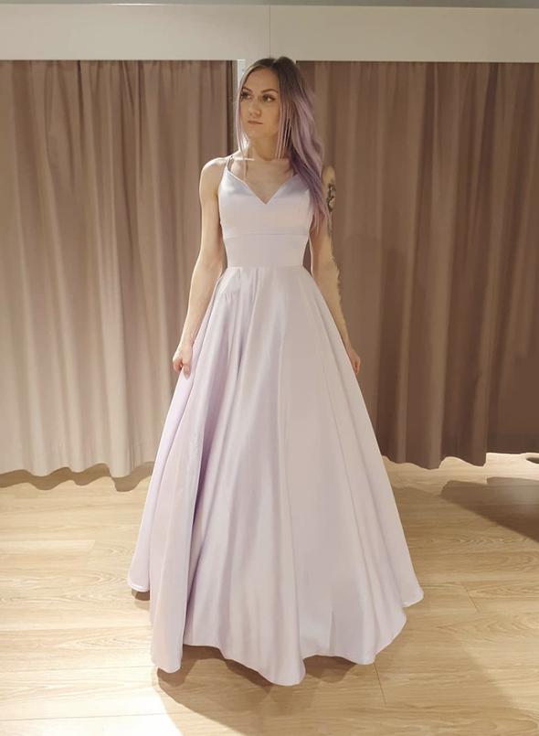 Simple v neck satin long prom dress evening dress cg13173
