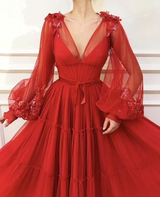 A-Line red Long Prom Dresses Formal Evening Gowns cg13236