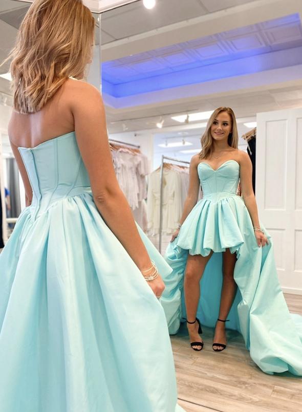 Cute high low prom dress green evening dress cg13280
