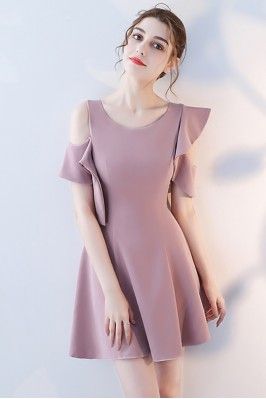 Pretty Mauve Short Homecoming Dress Round Neck with Ruffles cg13322
