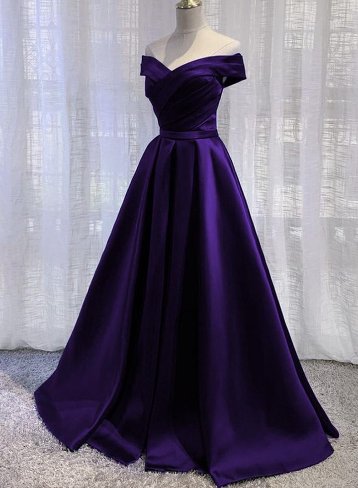 A line satin long prom dress simple evening dress cg13360