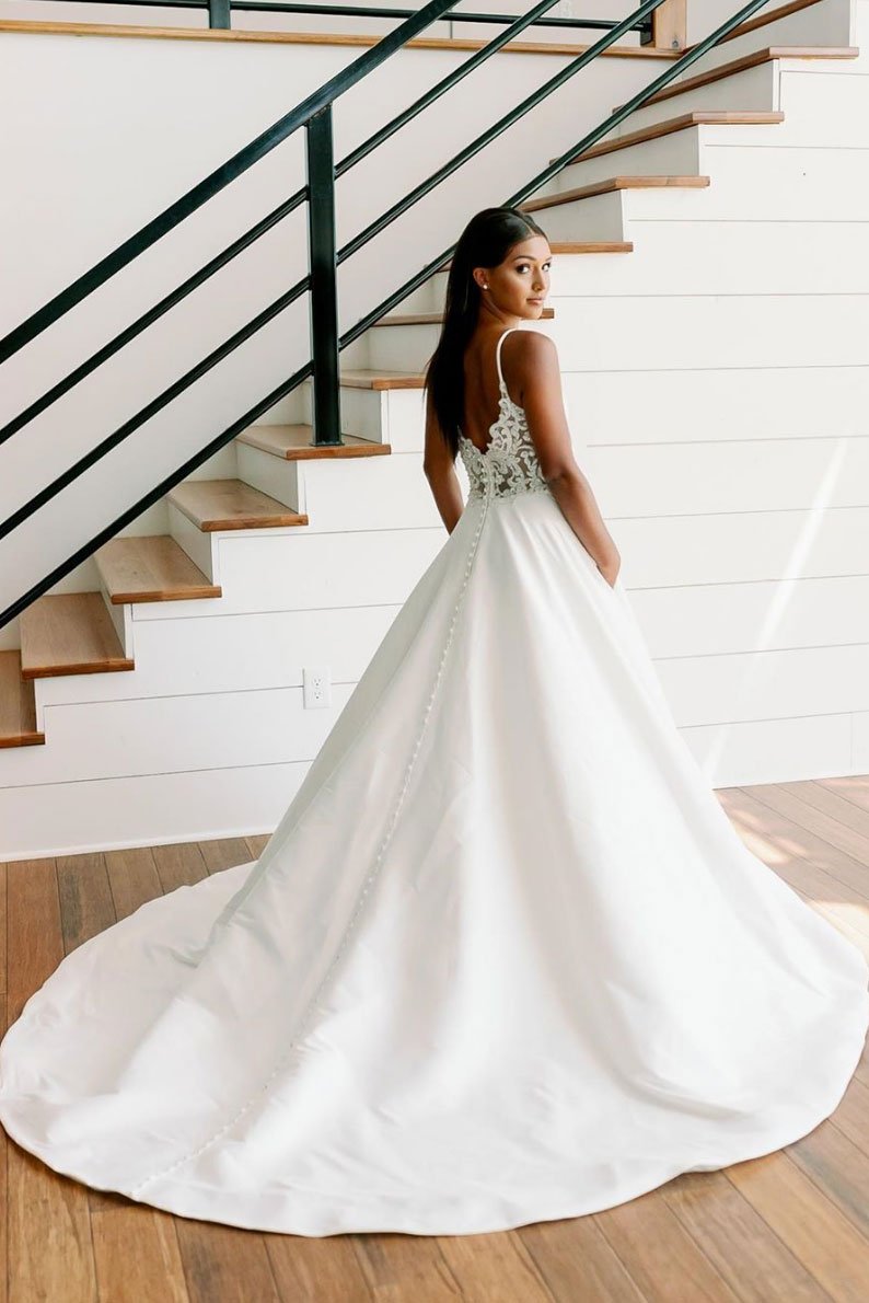 White v neck lace long prom dress white lace bridesmaid dress cg13388