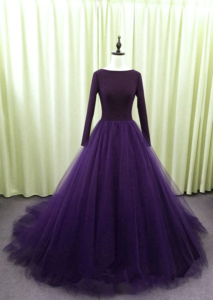 long prom dress Gorgeous Spandex And Tulle Ball Gown Evening Dress, Purple Party Dress cg13445