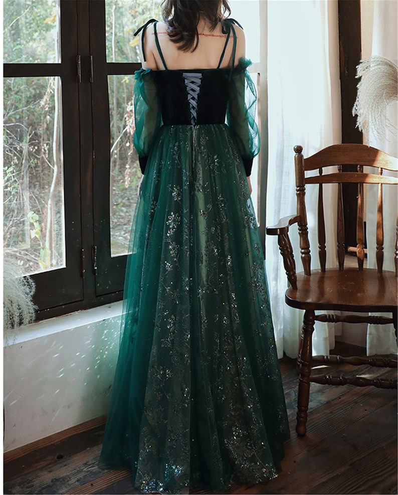 elegant dark green lace gown Prom Dress, cg16016