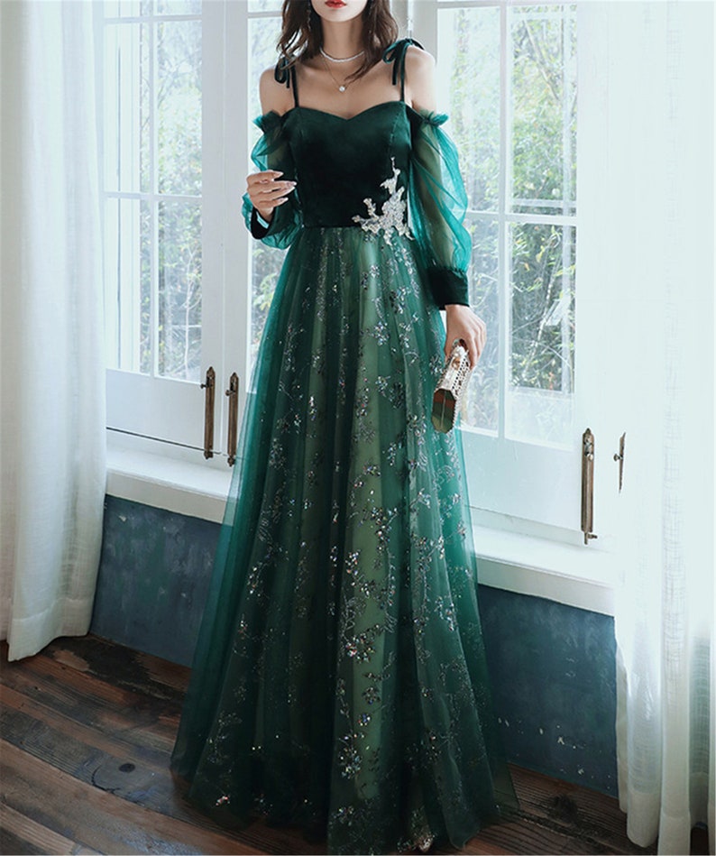 elegant dark green lace gown Prom Dress, cg16016
