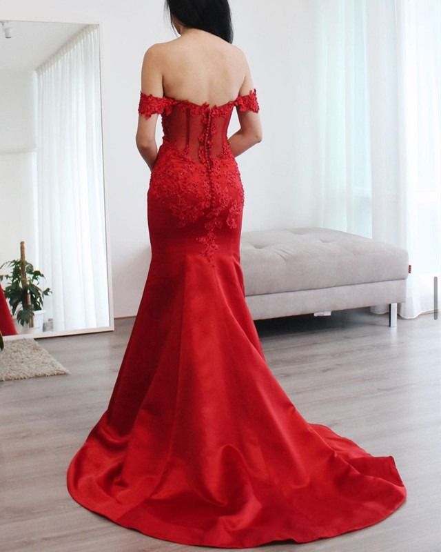 Elegant Red Mermaid Bridesmaid Dresses prom dress cg16418