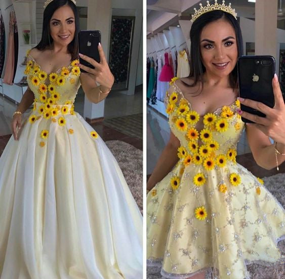 yellow ball gown dresses Prom Dress A-Line Wedding Dress cg19350