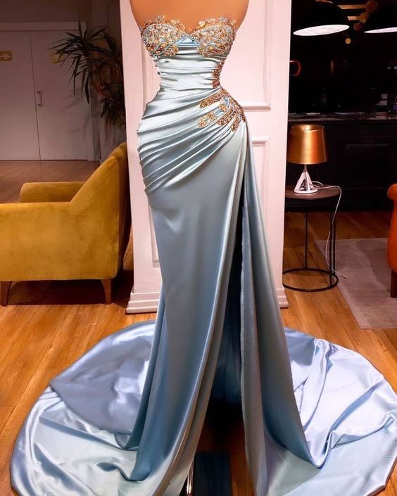 blue long prom dress, formal party dress cg20100