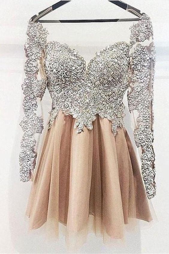 Sparkly Long Sleeves Sequin Shiny Short Homecoming Dresses Party Dresses cg358