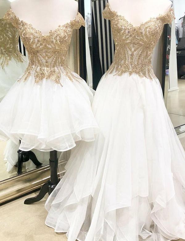 Off The Shoulder White Short Homecoming Dresses With Appliques cg526