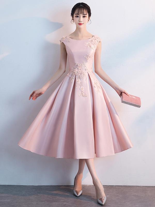 Graceful A-Line Blush Pink Scoop Neckline Cap Sleeves Cheap Homecoming Dresses cg599