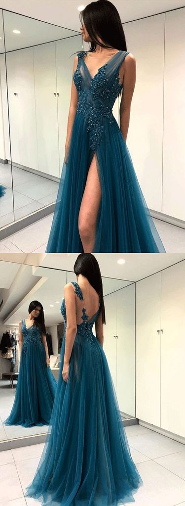 Fashion V-neck A-line Long Prom Dress Semi Formal Dresses Wedding Party Dress cg794