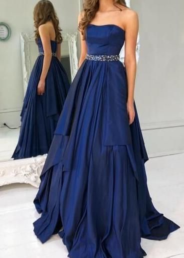 Strapless A-line Long Prom Dress ,2019 Fashion Formal Dresses ,Modest Pageant Dress cg981