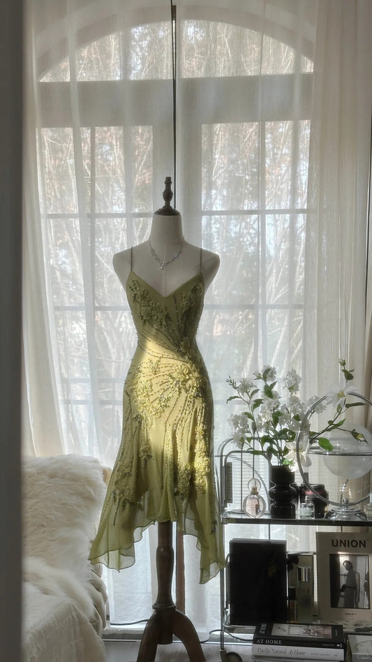 Vintage Evening Dresses, Sleeveless Green Party Gowns  cg25516