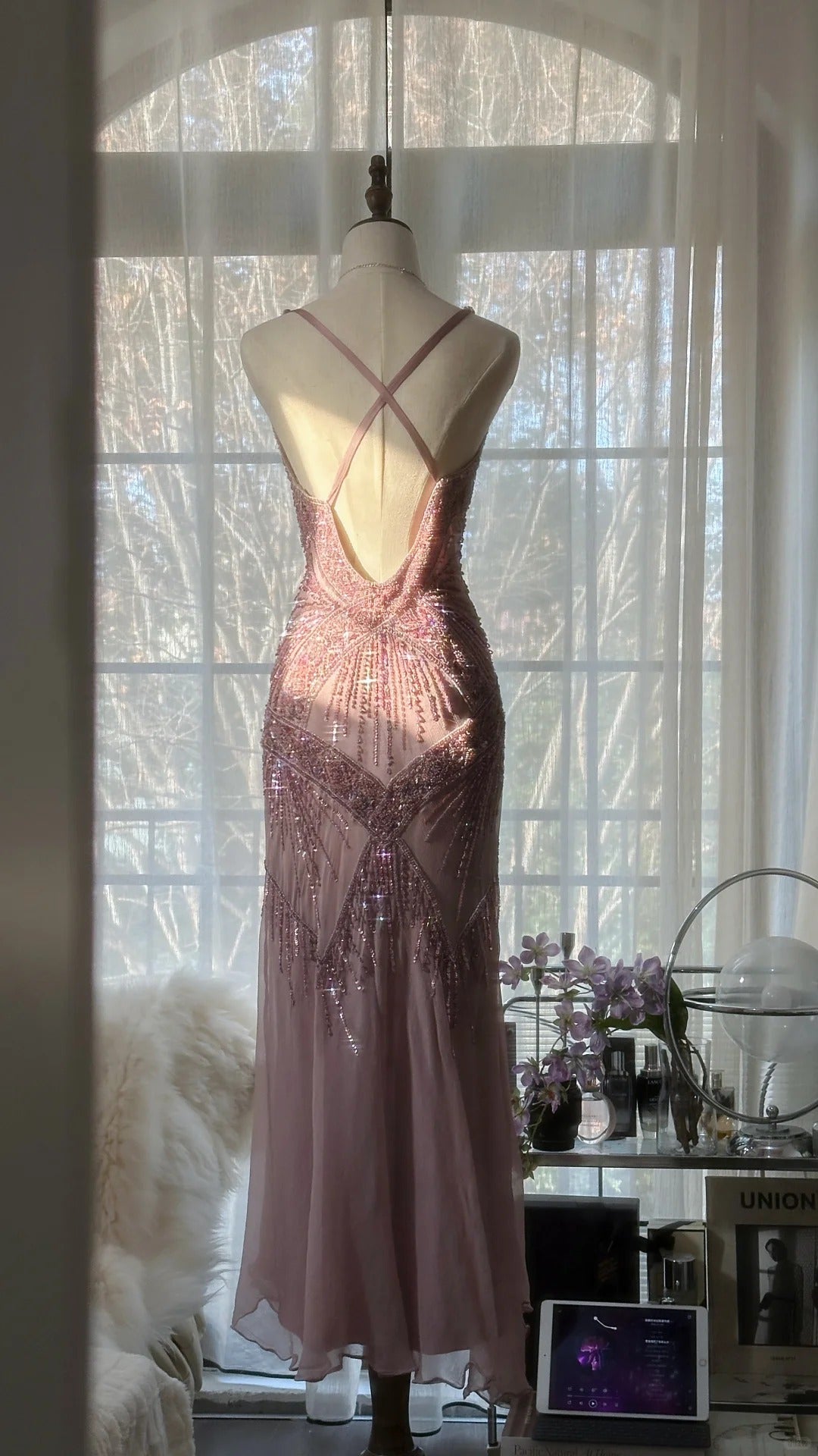Vintage Evening Dresses, Sleeveless Pink Party Gowns  cg25514