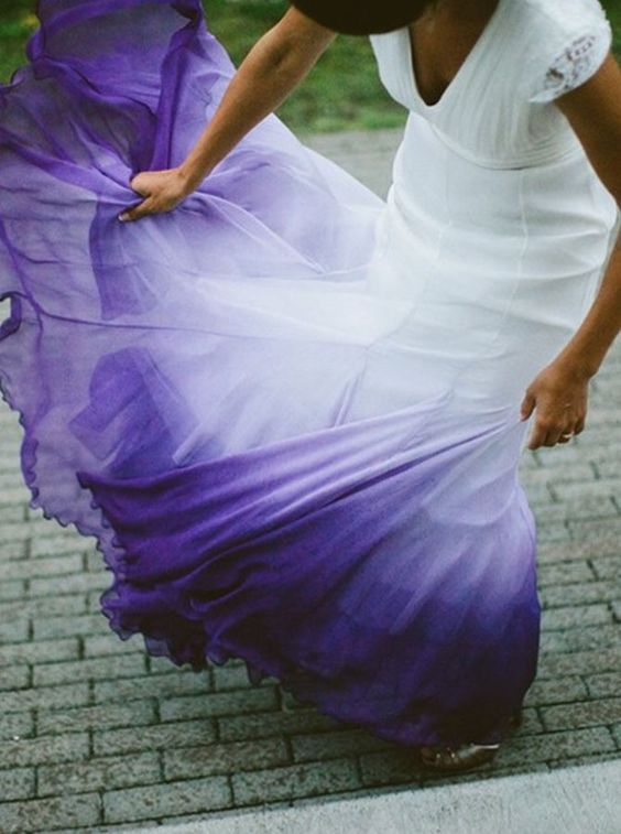 Colored Wedding Dresses, Purple and White Wedding Dress, Ombre Wedding Dress prom Dress   cg11274