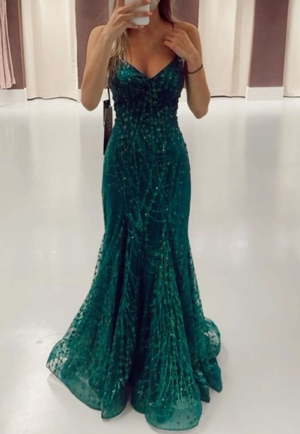 Mermaid green prom dress Long Prom Dresses     cg24907