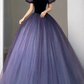 Purple tulle sequin long prom dress, purple evening dress   cg24995