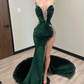 Black Girl Prom Dresses Long Mermaid Green Prom Gown With Train     cg24970