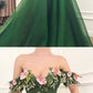 Green sweetheart off shoulder long prom dress, green evening dress cg1022