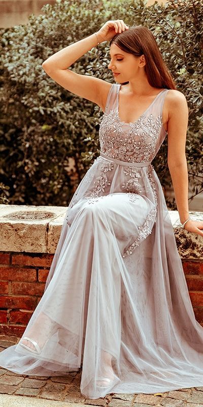 formal grey long prom dresses, cheap a line prom dresses, simple long semi formal dresses    cg10271