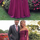 2019 Chic Grape Off The Shoulder long cheap Prom Evening Dresses cg1071
