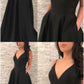 Black Prom Dress,Cheap prom Dress,V Neck Prom Dress,Long Prom Dress Graduation Dress, Elegant Prom Dress with Pockets  cg1078