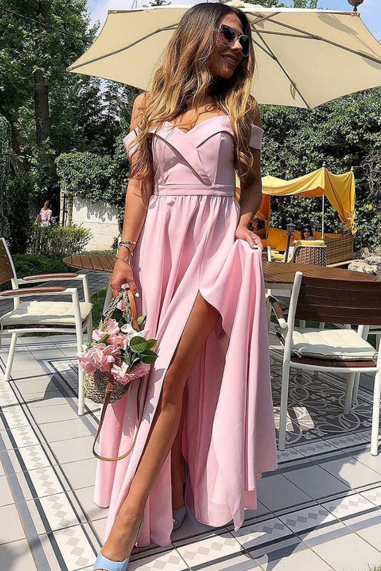 SIMPLE PINK SATIN LONG PROM DRESS PINK BRIDESMAID DRESS   cg11117