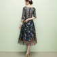 Lovely Navy Blue Lace Floral Knee Length Bridesmaid Dress, Blue Short Party Dress Homecoming Dress   cg11686
