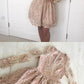 V Neck Champagne Short Homecoming Dress With Lace Appliques ,cute homecoming dress cg12