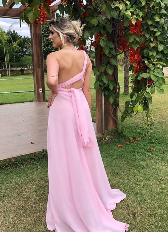 Pink Sexy Prom Dress with Slit    cg12485