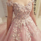 Pink tulle lace long prom gown formal dress   cg12586