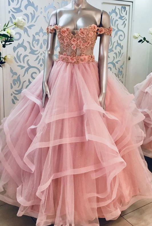 PINK SWEETHEART OFF SHOULDER LACE LONG PROM DRESS PINK EVENING DRESS     cg12656