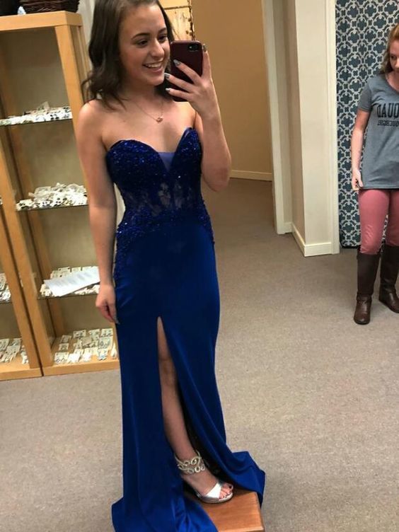 Sexy Prom Dress, Fashion Slit Spaghetti Straps Evening Dresses    cg12987