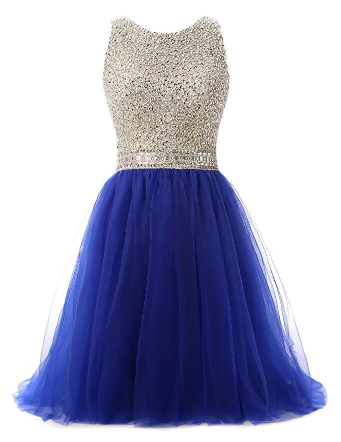 Royal Blue Beaded Top Homecoming Dress, Back To School Dresses ,Short homecoming Dress For Teens cg1303