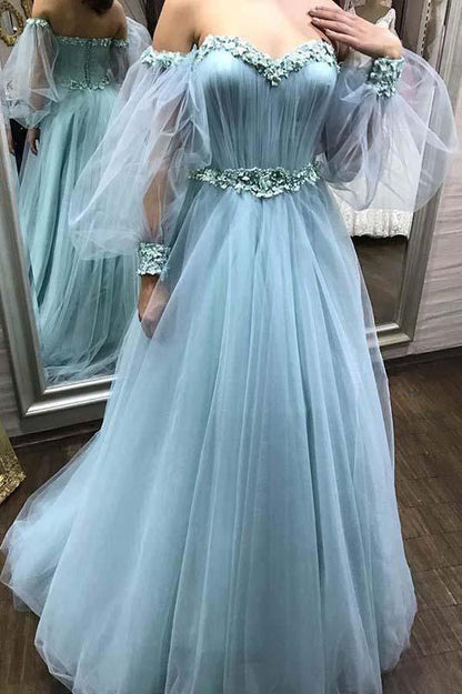Sweetheart Tulle Long Prom Dress With Detachable Floral Long Sleeve   cg13116