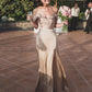 Off the Shoulder Slit Side Prom Dresses   cg13125