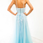 Blue A-line Spaghetti Strap Long Prom Dress with Appliques   cg13129