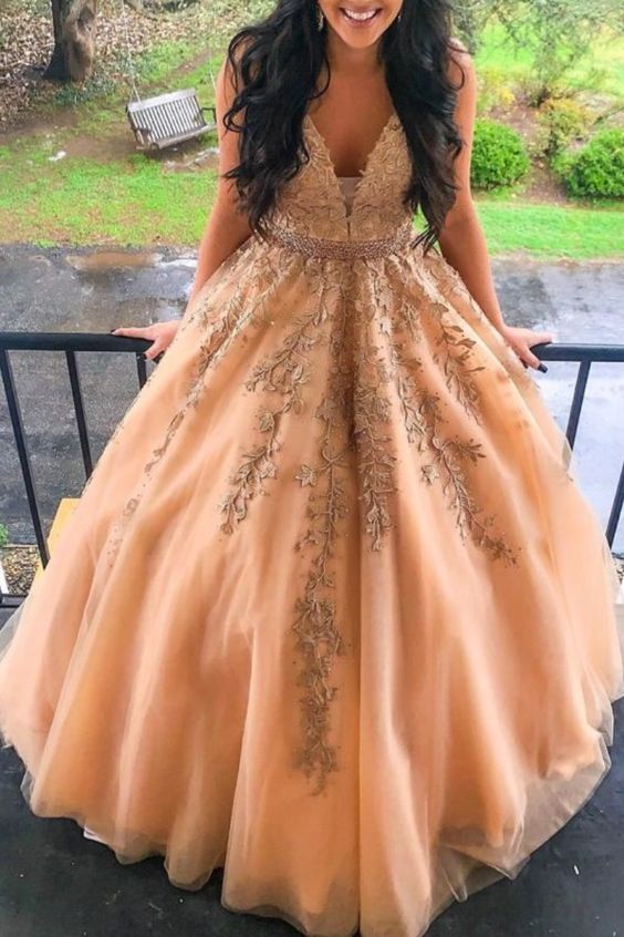 Gorgeous Gold Long Formal prom dress   cg13156